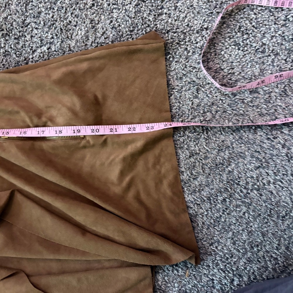 Dana Buchman Waterfall Cardigan Womens XL Brown Faux Suede Open Front Jacket - Picture 10 of 11
